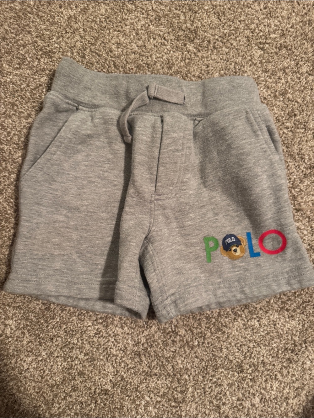 Polo by Ralph Lauren Gray Bear Logo Knit Shorts with Colorful POLO Letters